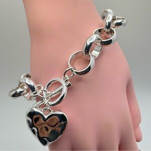 Calvin Klein Silver Chunky Chain Heart Toggle Bracelet NWT